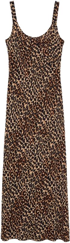 Mango - Midi Jurk - Bruin - Mouwloos - Ronde Hals - Polyester