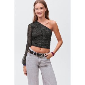 MANGO TEEN - Top - Vrolijke Print - Lange Ballonmouwen - Off Shoulder Kraag