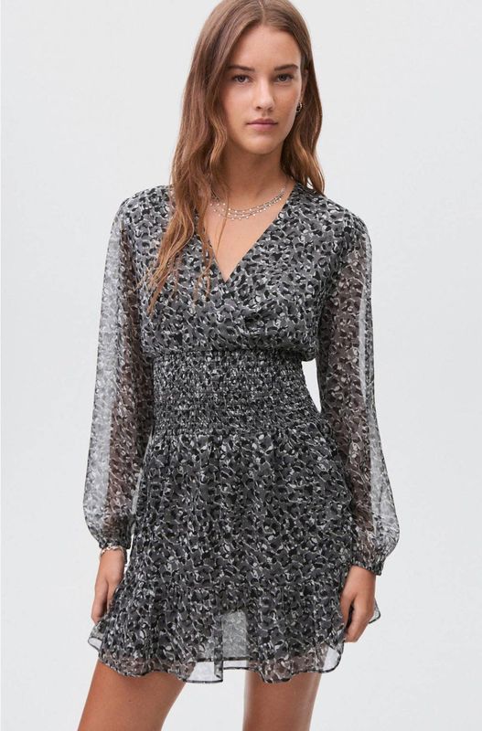 MANGO TEEN - Jurk - Vrolijke Print - Lange Ballonmouwen - V-hals