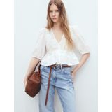 Mango - Blousetop - Wit - Broderie