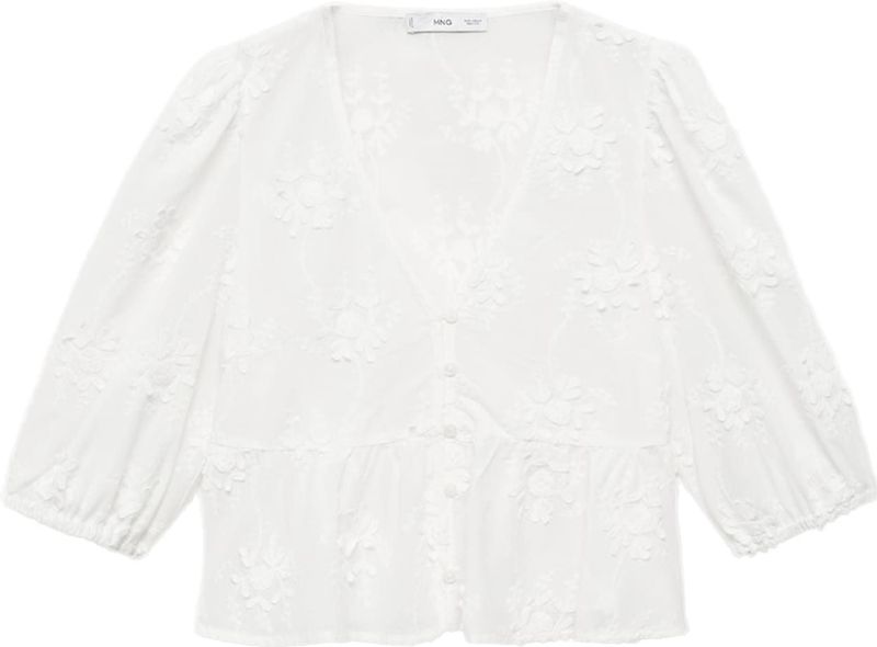 Mango - Blousetop - Wit - Broderie