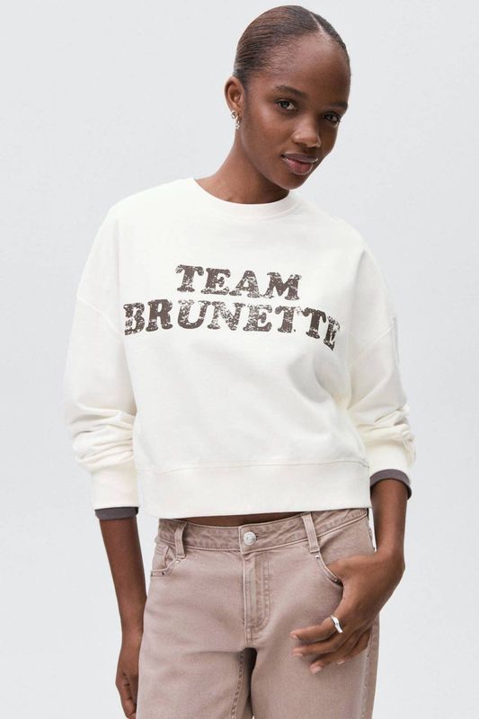 MANGO TEEN - Sweater - Wit - 100% Katoen - Lange Mouwen