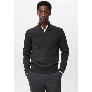 Mango Man - Sweater - Donkergroen - Rechtvallend Model - Lange Mouwen