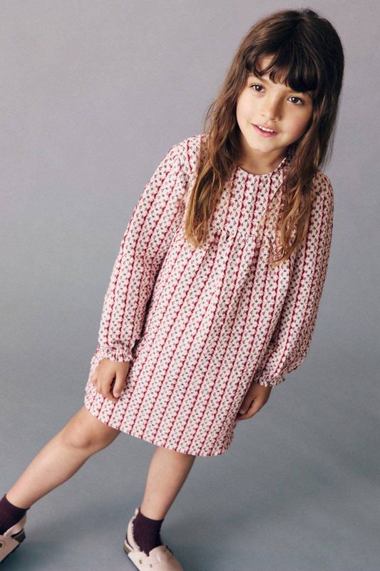 Mango Kids - A-lijn Jurk - Katoen - Lange Mouwen - Ronde Hals