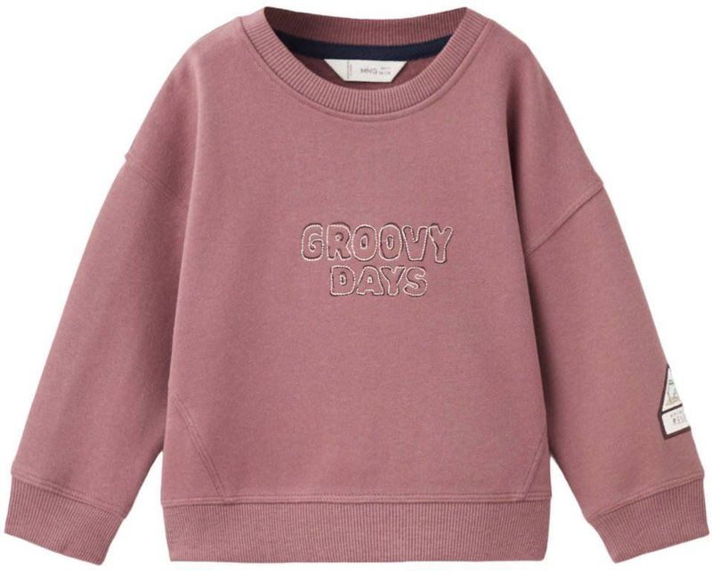 Mango - Kids Sweater - Comfortabel - Met Ronde Hals - Leuke Tekstprint