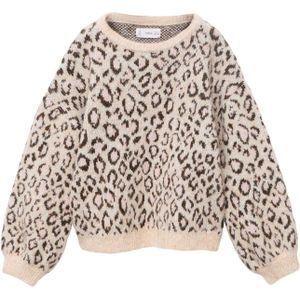 MANGO KIDS - Trui - Beige - MEOWB - Dierenprint - Lange Mouw