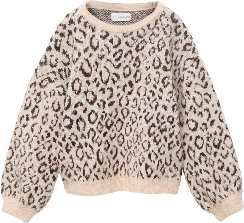 MANGO KIDS - Trui - Beige - MEOWB - Dierenprint - Lange Mouw