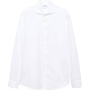 Mango Man - Slim Zakelijk Overhemd - Wit - 100% Katoen - Lange Mouwen