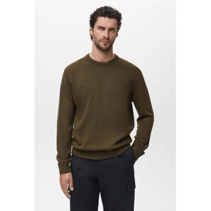 Mango Man - Fijn Gebreide Trui - Donkergroen