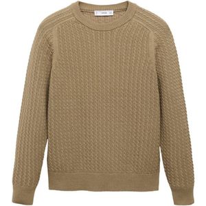 Mango Man - Gebreide Trui - Lichtbruin - 100% Katoen