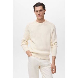 Mango Man trui grof gebreid ecru