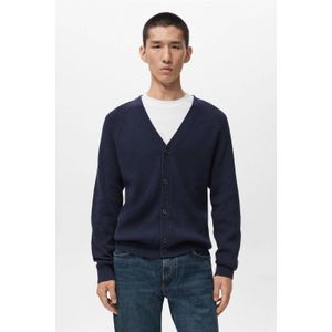 Mango Man - Cardigan - Donkerblauw - Rib Gebreid
