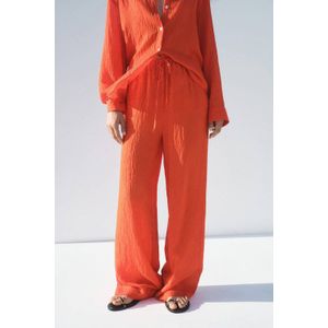 Mango - Straight High Waist Broek - Oranje