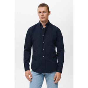 Mango Man - Overhemd - Donkerblauw - Regular Fit - Lange Mouwen