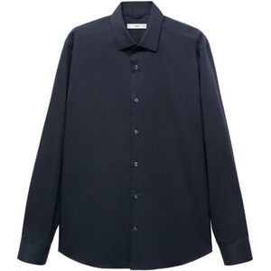 Mango Man - Overhemd - Donkerblauw - Regular Fit - Lange Mouwen