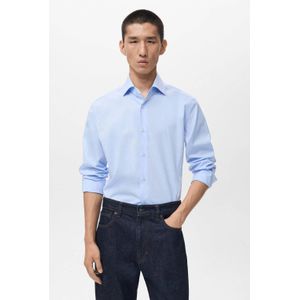 Mango Man - Overhemd - Blauw - Regular Pasvorm - Lange Mouwen