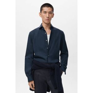 Mango Man - Overhemd - Donkerblauw - Regular Fit - Lange Mouwen