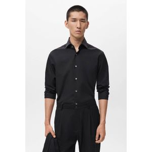 Mango Man - Regular Fit - Overhemd - Zwart - Lange Mouwen - 100% Katoen