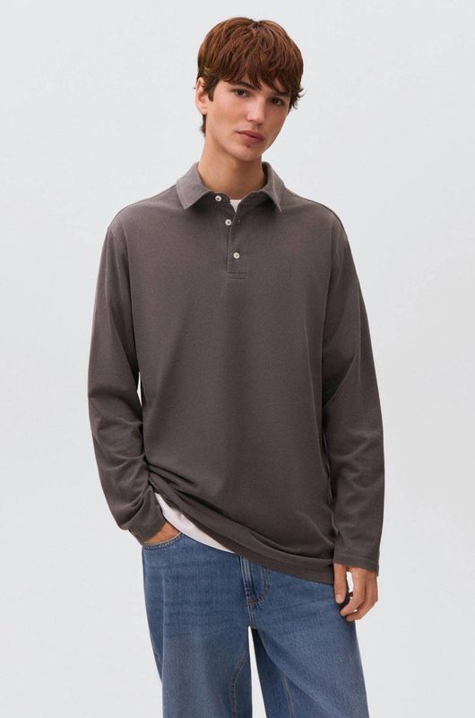 MANGO TEEN - Polo - Antraciet - Lange Mouwen - 100% Katoen