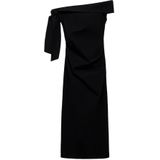 Mango - A-lijn Jurk - Zwart - Off Shoulder