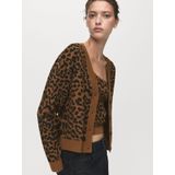 Mango - Gebreid Vest - Bruin - Lange Mouwen - V-hals