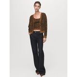 Mango - Gebreid Vest - Bruin - Lange Mouwen - V-hals