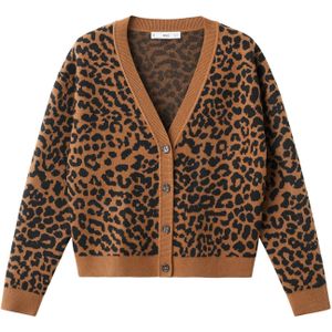 Mango - Gebreid Vest - Bruin - Lange Mouwen - V-hals