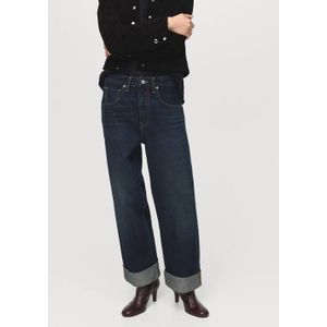 Mango - Wide Leg Jeans - Donkerblauw - 100% Katoen