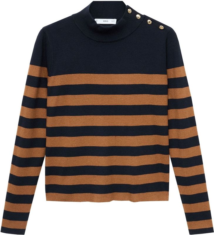 MANGO - LUCCAPK - Gebreide Trui - Marine / Bruin - Slanke Pasvorm