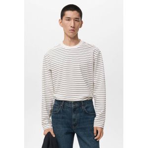 Mango Man - Longsleeve - Ecru - Regular Fit - Ronde Hals