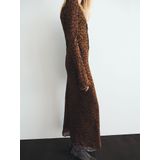 MANGO - VALERIA - Jurk - Karamel/Zwart - Dierenprint - 7/8 Lengte