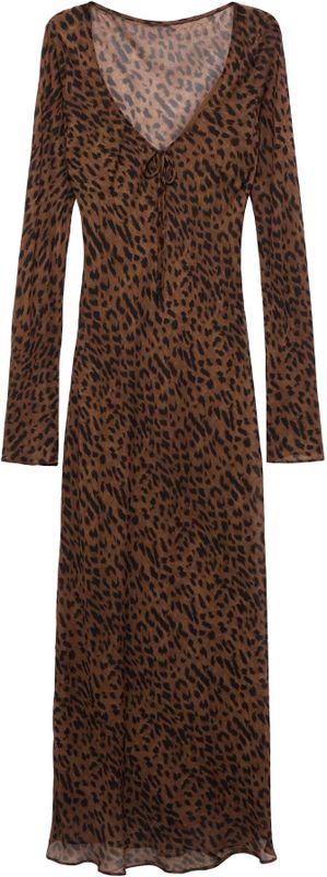 MANGO - VALERIA - Jurk - Karamel/Zwart - Dierenprint - 7/8 Lengte