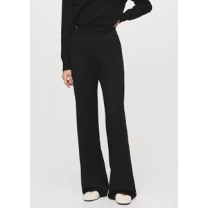 Mango - Wide Leg High Waist Casual Broek - Zwart