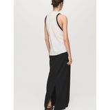 Mango - Top - Ecru - 100% Polyester - Mouwloos met Watervalhals