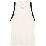 Mango - Top - Ecru - 100% Polyester - Mouwloos met Watervalhals