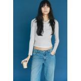 MANGO TEEN - Polo - Grijs - Rib Gebreid - Lange Mouwen