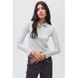 MANGO TEEN - Polo - Grijs - Rib Gebreid - Lange Mouwen