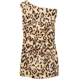 MANGO - BERNIE - Jurk - Camel - Dierenprint - Mouwloos - Slanke Pasvorm
