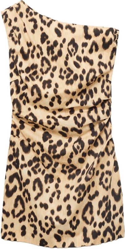 MANGO - BERNIE - Jurk - Camel - Dierenprint - Mouwloos - Slanke Pasvorm