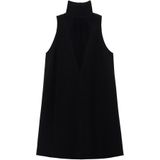 Mango - Jurk - Zwart - Mouwloos - Polyester - Semi-transparant