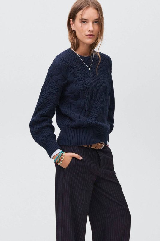 MANGO TEEN - Gebreide Trui - Marine - Met Kabels