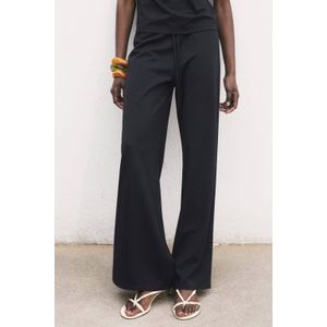 Mango wide leg high waist broek donkerblauw