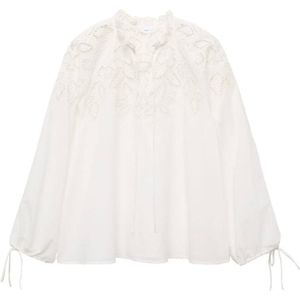 Mango - Blousetop - Ecru - Lange Mouwen - V-hals