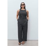 Mango - Jumpsuit - Zwart - Linnen