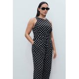 Mango - Jumpsuit - Zwart - Linnen