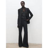 Mango - Top - Grijs - Korte Mouwen - Polo Kraag - Viscose