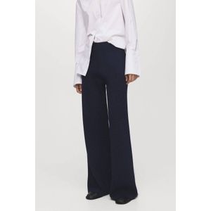 Mango - Straight Regular Waist Broek - Marine - Fijn Gebreid