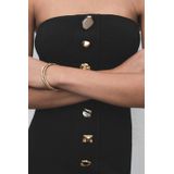 Mango - Midi Jurk - Zwart - Mouwloos - Strapless Kraagvorm