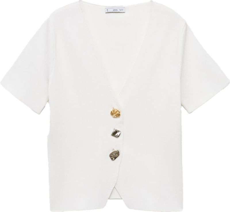 MANGO - DALI - Gebreid Vest - Wit