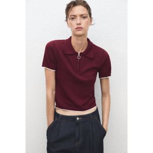 Mango - Polo - Donkerrood - Fijn Gebreid